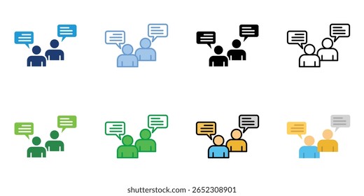 Ícones de discussão definir coleção de vários estilos de vetor