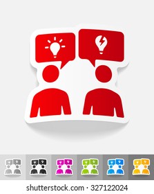 discussion of ideas paper sticker with shadow. Vector illustration