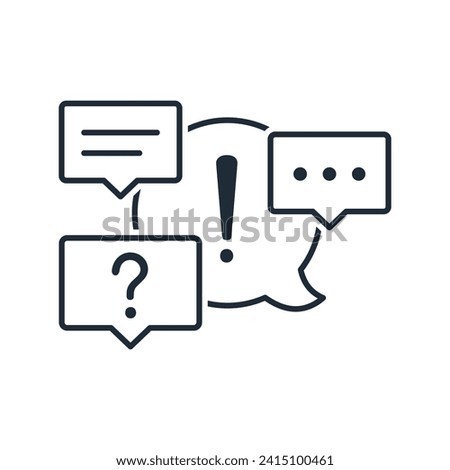 Discussion of an important event. Questions, suggestions.  Vector linear icon isolated on white background.