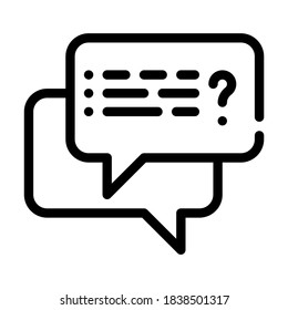 Diskussion mit Journalisten Linie Symbol Vektorgrafik. Diskussion mit Journalistenzeichen. isoliertes Kontursymbol