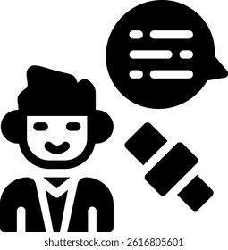 Discussion Moderator Glyph Vector Icon Design