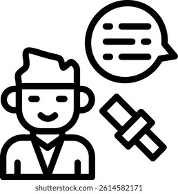 Discussion Moderator Line Vector Icon Design