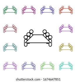 Icono de estilo multicolor de discusión. Línea delgada simple, contorno vectorial de iconos de conferencia para ui y ux, sitio web o aplicación móvil