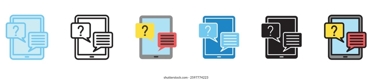 Discussion  multi style icon set. use for modern concept, print, UI, UX kit, web and app development. Vector EPS 10, related to digital education, digital learning