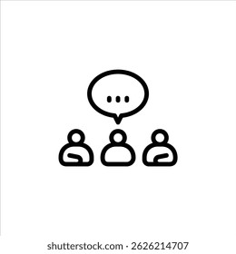 discussion outline icon. team communication line art illustration.