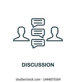 Discussion outline icon. Thin line concept element from business management icons collection. Creative Discussion icon for mobile apps and web usage.