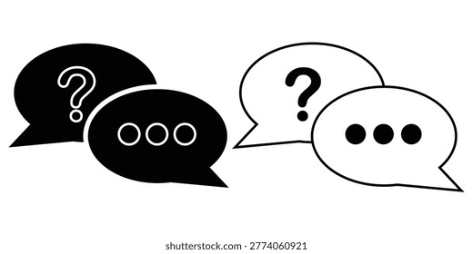 Discussion, question speach bubble icon. Vector illustration in outline style eps 10.