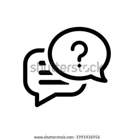Discussion, question speach bubble icon. Vector illustration in outline style