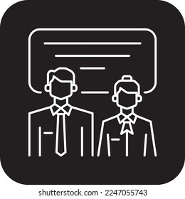 DISCUSSION TEAM Business people icons with black filled line style