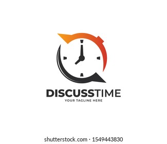 discussion time logo design vector