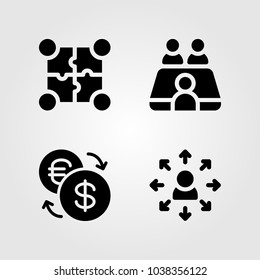 Discussion vector icon set. opportunity, puzzle, exchange and meeting