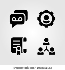 Discussion vector icon set. teamwork, contact, voice mail and settings