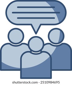 discussion vector icon transparent background. replaceable blue color design