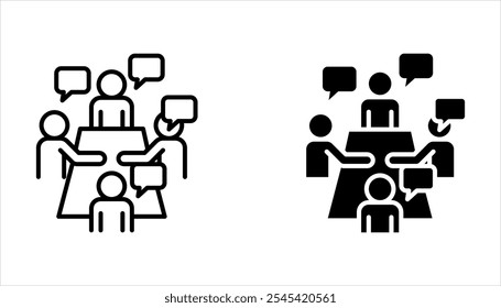 Discussion web line icons set. dialogue, chat, communication on white background