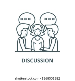 Discussion,negotiation,treaty line icon, vector. Discussion,negotiation,treaty outline sign, concept symbol, flat illustration