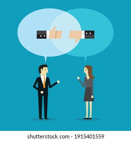 Discussions in which disagreements arise, Vector illustration in flat style