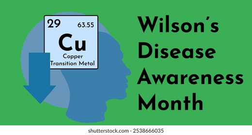 Mes de Concienciación sobre la Enfermedad de Wilson, Anuncio Horizontal, Ilustración vectorial de postales o postales sobre un tema médico 