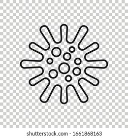 Disease bacteria icon in flat style. Allergy vector illustration on white isolated background. Microbe virus business concept.