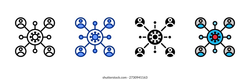 Disease Cluster icon set multiple style collection