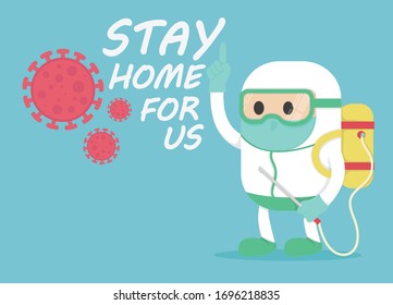 disease control experts coronavirus give advice. stay home for us