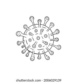 Enfermedad Coronavirus vector dibujado a mano, ilustración de símbolo de línea