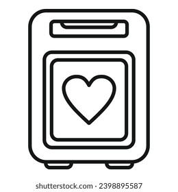 Disease defibrillator icon outline vector. Cardiac attack device. Electrical health