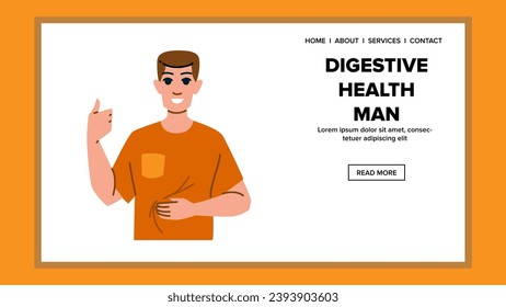 disease digestive health man vector. medicine stomach, anatomy colon, medical digestion disease digestive health man web flat cartoon illustration