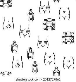 Disease Health Problem Vector Seamless Pattern Thin Line Illustration