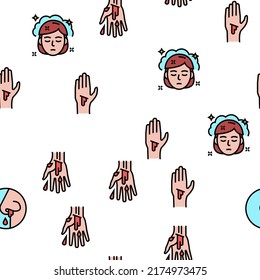 Disease Health Problem Vector Seamless Pattern Thin Line Illustration