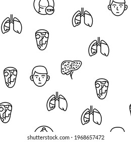 Disease Human Organ Vector Seamless Pattern Thin Line Illustration
