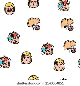 Disease Human Organ Vector Seamless Pattern Thin Line Illustration