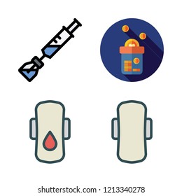 disease icon set. vector set about compress, syringe and donation icons set.