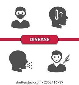 Disease Icons. Covid-19, Coronavirus, Vaccine Vector Icon