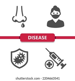 Disease Icons. Healthcare, Health Care. Professional, pixel perfect icons. EPS 10 format.