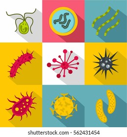 Disease icons set. Flat illustration of 9 disease vector icons for web