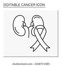  Disease line icon. Kidney cancer. Renal cell carcinoma.Tumors inside human internal organ. Healthcare concept. Isolated vector illustration. Editable stroke