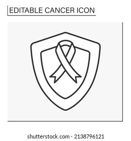  Icono de línea de enfermedad.Proteger el sistema inmunitario del cáncer.Proteger el concepto de salud. Ilustración vectorial aislada. Trazo editable