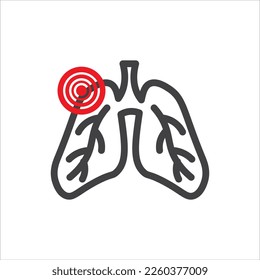 disease in lungs icon, vector, illustration, symbol