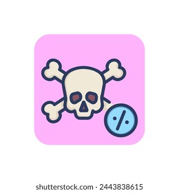 Disease mortality thin line icon. Pill, tablet, death outline sign. Healthcare and virology concept. Vector illustration symbol element for web design and apps