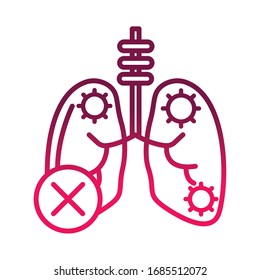 disease pneumonia lungs prevent spread of covid19 vector illustration gradient icon