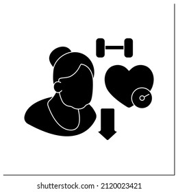 Disease Prevention Glyph Icon. Exercise Reduces The Impact Of Chronic Diseases. Health Protection. Healthy Lifestyle.Senior Exercise Concept.Filled Flat Sign. Isolated Silhouette Vector Illustration