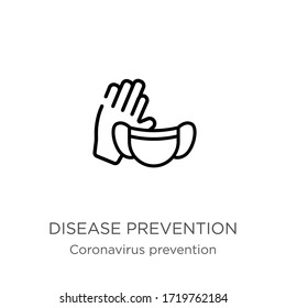 Disease prevention icon. Thin linear disease prevention outline icon isolated on white background from Coronavirus Prevention collection. Modern line vector sign, symbol, stroke for web and mobile