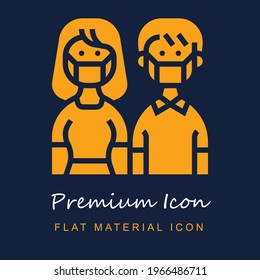 material premium de prevención de enfermedades ui ux icono vector aislado en colores azul marino y naranja