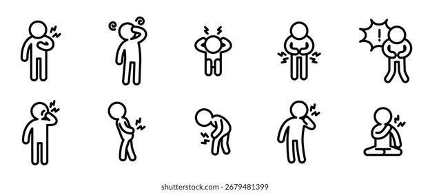 Symbol für Krankheit und Symptom. Rahmenstil