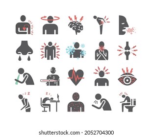 Disease symptoms icons. Vector sign for web graphics.