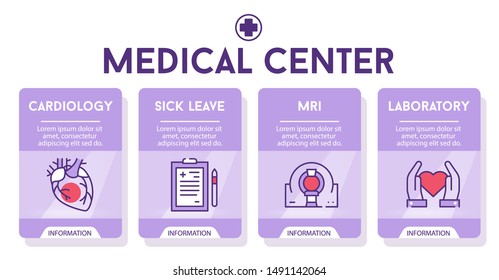 Disease treatment process vector infographic template. Healthcare system, urgent medical aid presentation design elements set. Diagnostic equipment data visualization with medication linear icons