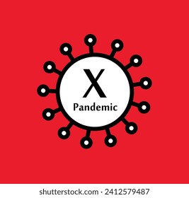 Disease X, a hypothetical unknown threat virus icon vector file.