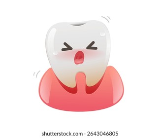A diseased human tooth in the gum, illustrating a medico-dental concept of oral health. It shows a wobbly, falling, and unhealthy tooth, Tooth ache, Tooth pain