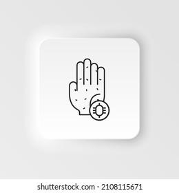 Diseases, arm, bacteria, virus vector. Muscle aches, cold and bronchitis, pneumonia and fever, health medical illustration - neumorphic style vector icon
