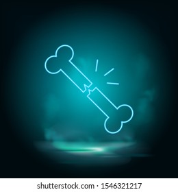 Diseases, bone, break down neon vector icon. Smoke effect neon style vector icon